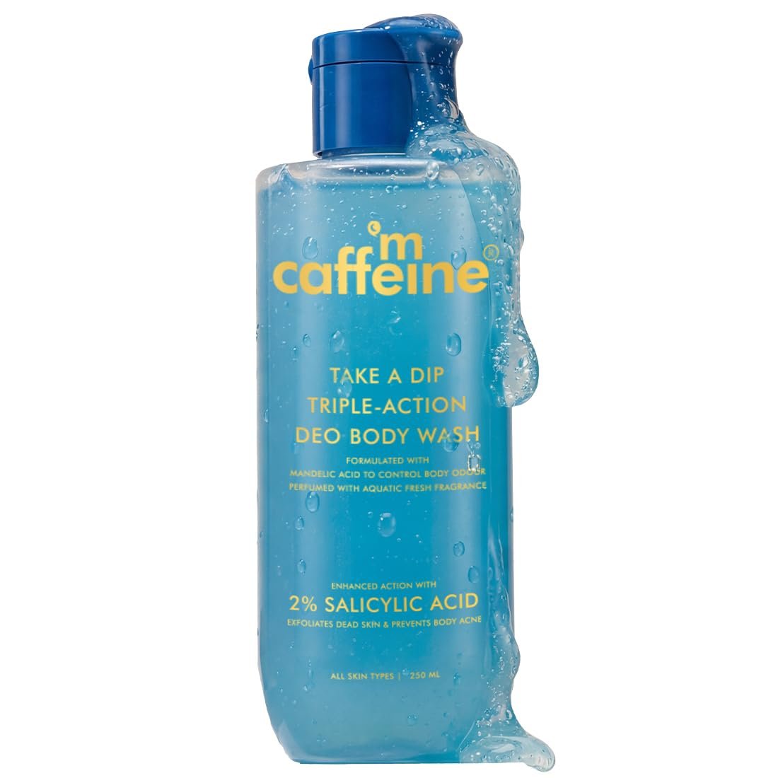 mCaffeine 2% Salicylic acid , 3-in-1 Perfume Body Wash – Odour Control, & Long Lasting Aqua Fresh Fragrance | Exfoliates & Smoothens Skin | Prevents Body Acne | Mandelic Acid | For Men & Women (250 ml)