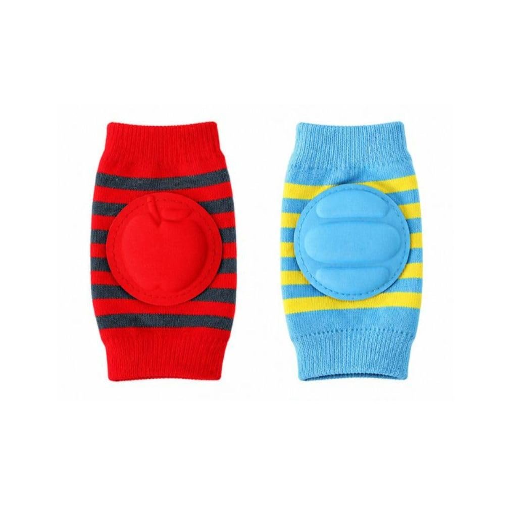 Baby Knee Socks for Crawling | 6–12 Months | Soft Cotton Blend Knee Pads with Cushioned Protection | Breathable Stretchable Anti-Slip Knee Protectors for Baby Boys & Girls | Pack of 2 (Multicolour)