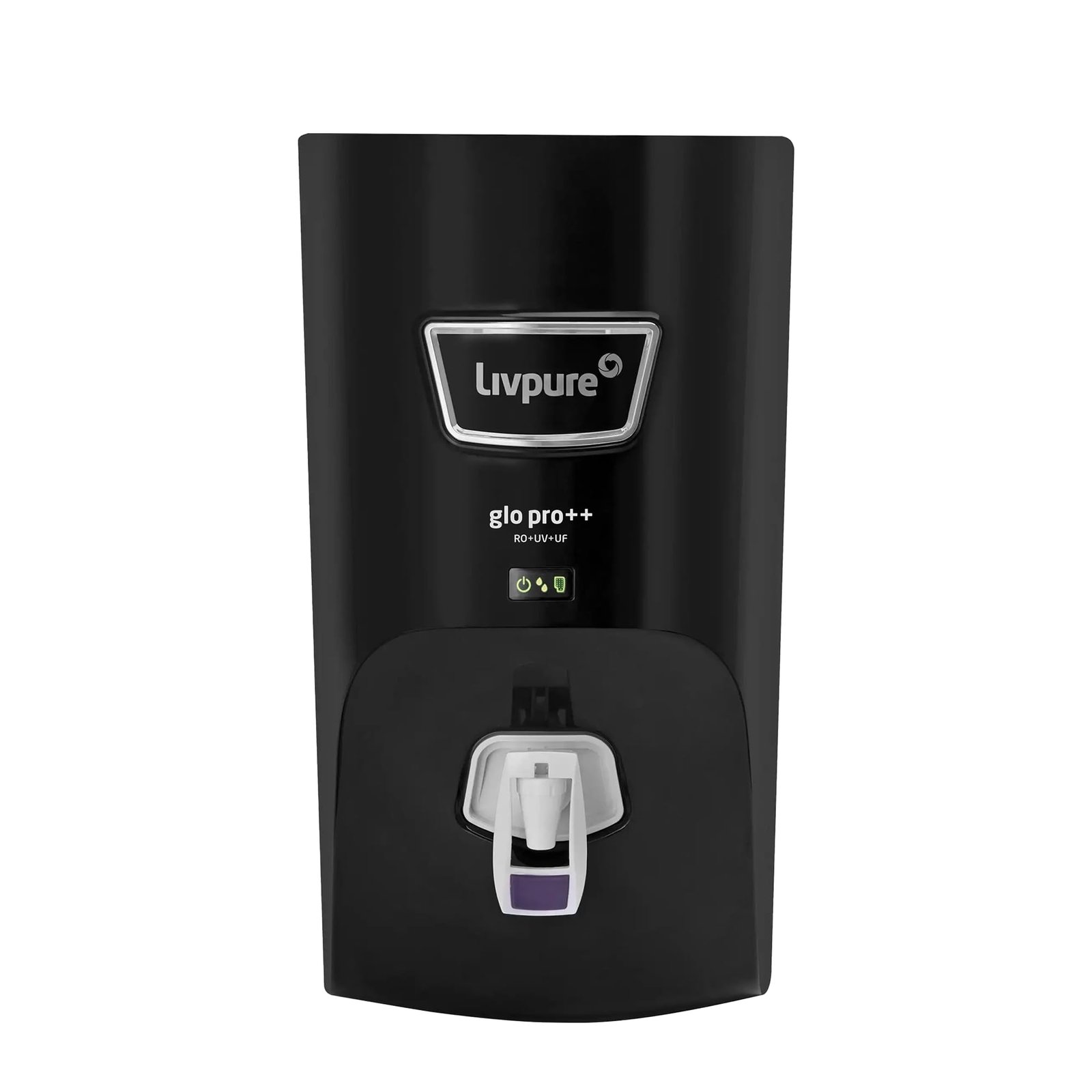 Livpure GLO PRO++ RO+UV+UF | Water Purifier for Home – 7 L Storage | Free Standard Installation | Suitable for Borewell, Tanker, Municipal Water | Black