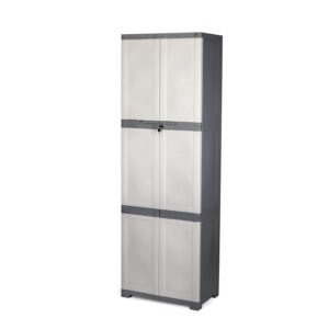 Cello Novelty Large Plastic Cabinet with Dustproof Doors| 3 Year Warranty | Almirah, Cupboard, Wardrobe for Home, Living Room, Bedroom, Kitchen, Office, Outdoor| White & Grey Colour