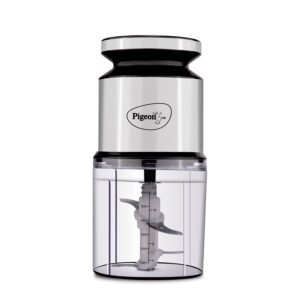 Pigeon Ultra Fast Electric 300 Watts Electric Chopper For Kitchen, Twin Blade Technology, 600 Ml ‘Chop-N-Store’ Plastic Bowl With Lid, Vegetable Chopper, Cutter, Chop, Mince, Dice, Whisk, Blend, Red