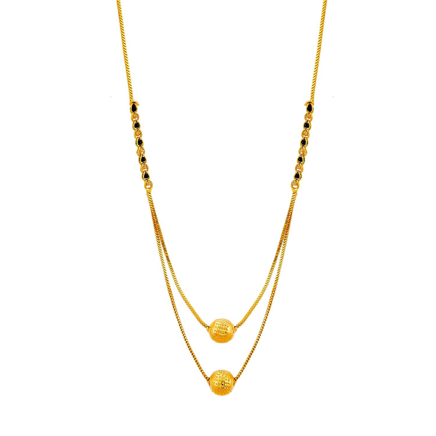 ZENEME Jewellery Gold Plated Mangalsutra Tanmaniya Nallapusalu Necklace Pendant Black Bead Golden Chain For Women and Girls