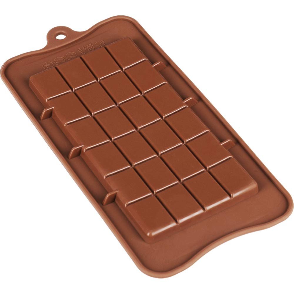 Clazkit – YH-614 Silicone Bar Chocolate Mould Break Apart Choc Block Mould (size : 19*16*2cm) , Chocolate colour