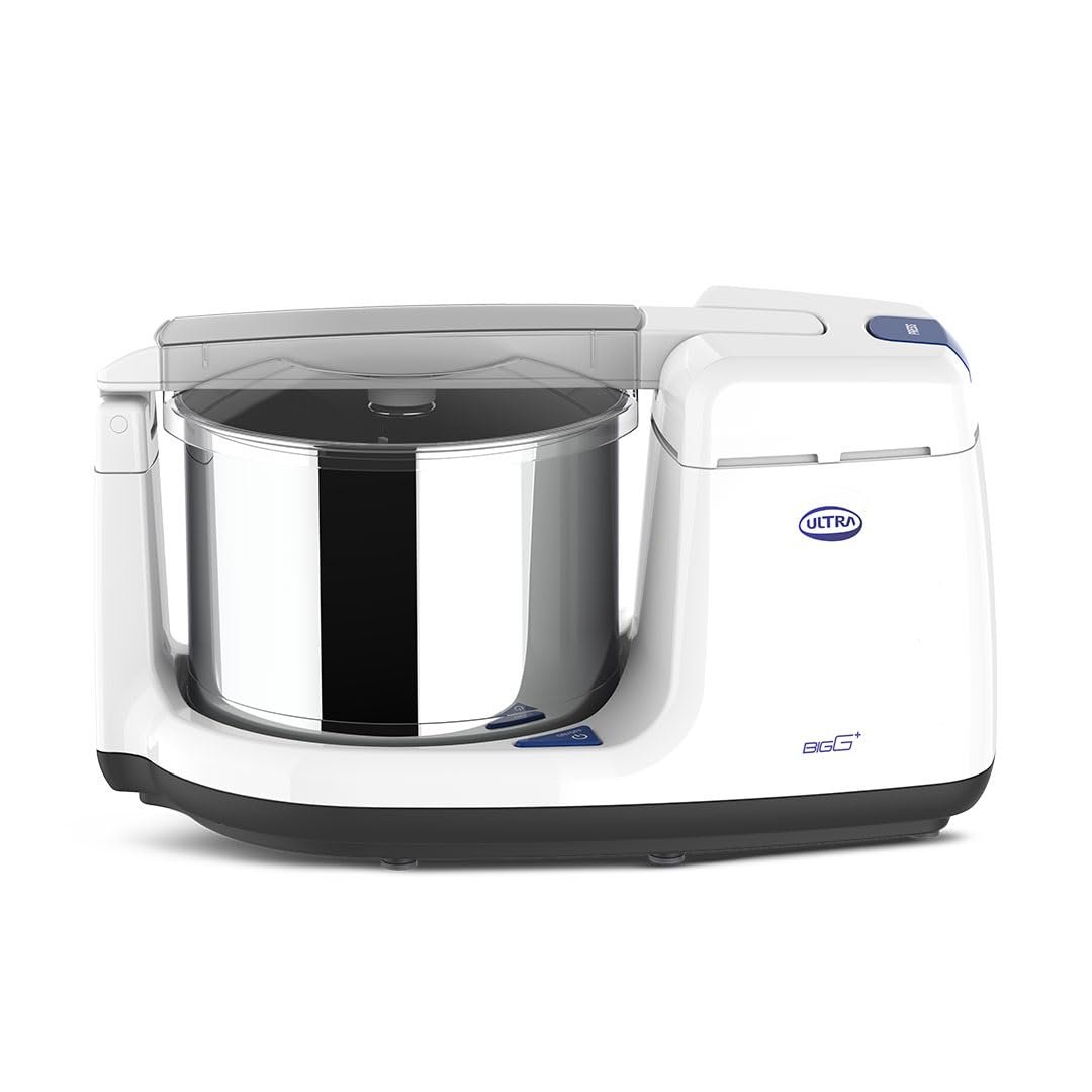 Ultra BIGG+ 2.5 Litre Table Top Wet Grinder -White | Fast Grinding Conical Stones, 150W Motor & 5 Years Warranty | Food-Grade SS Multi Utility Cylindrical Drum, CE Certified