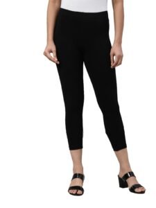 GO COLORS Soft Cotton Stretch Cropped Leggings for Women | Breathable, Mid Rise