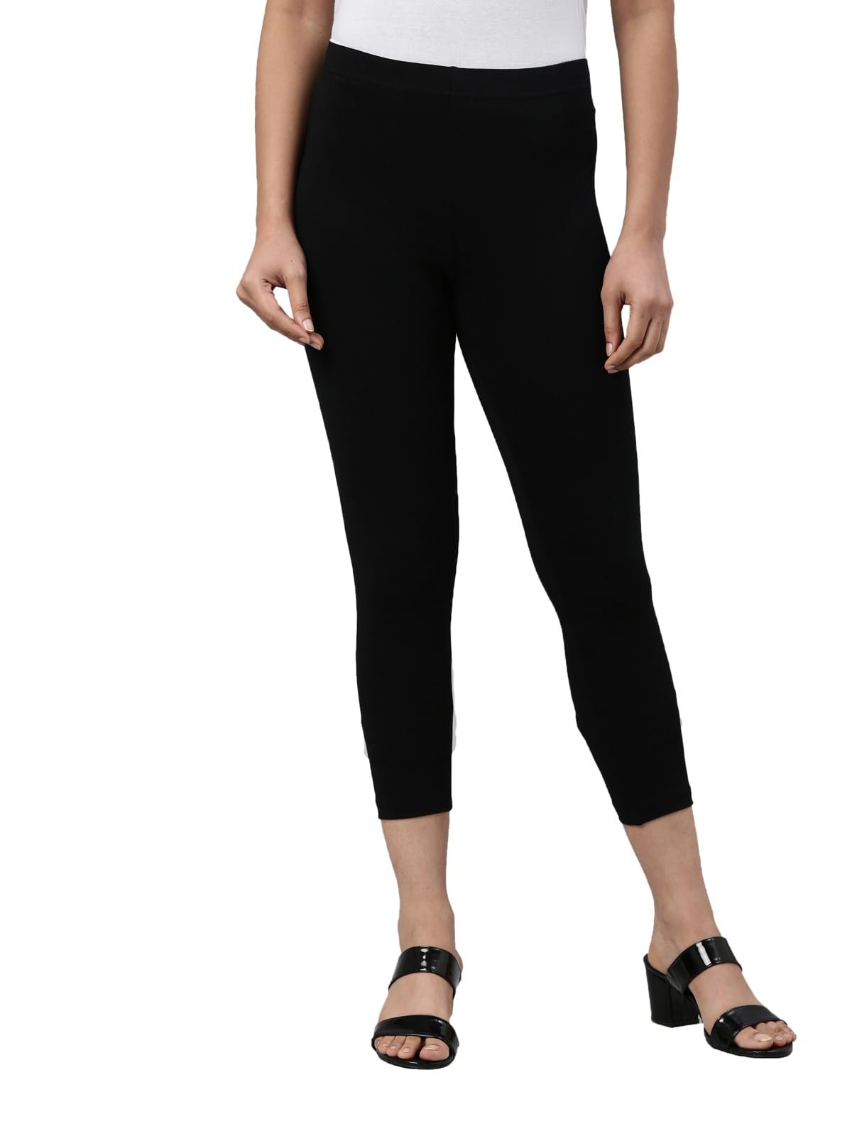 GO COLORS Soft Cotton Stretch Cropped Leggings for Women | Breathable, Mid Rise
