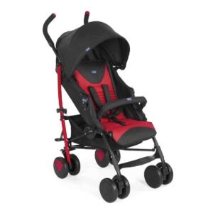 Chicco Echo Stroller with Bumper Bar, Pram for 0 to 5 years New Born / Baby / Toddler / Kid (Boy,Girl), Fully Reclining Backrest with 4 Positions, Adjustable Leg Rest, Compact Umbrella Fold with Easy to Carry Handle, 5-Point Safety Harness, Large Canopy with Peek-a-boo Window (Upto 22 Kgs, Red)