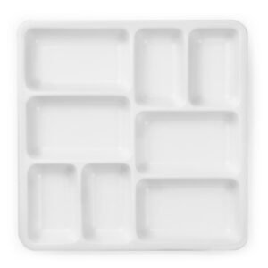 MEEDEN 8-Well Ceramic Artist Paint Palette, Square Porcelain Mixing Tray for Gouache, Oil, Acrylic & Tempera Painting, 7″× 7″× 0.9″