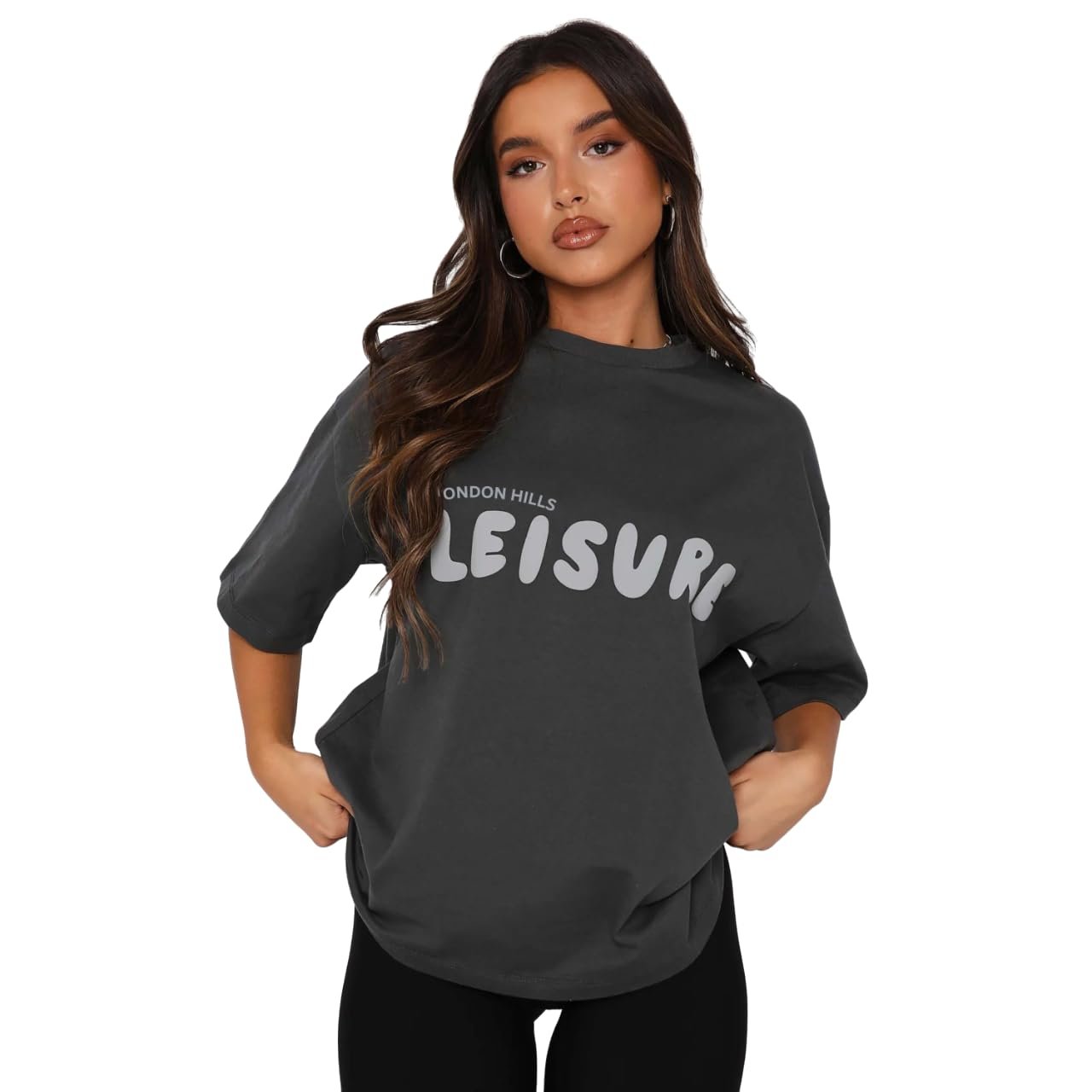 London Hills Women’s Casual Printed Round Neck Oversized Longline Drop Shoulder Boho Style T-Shirt