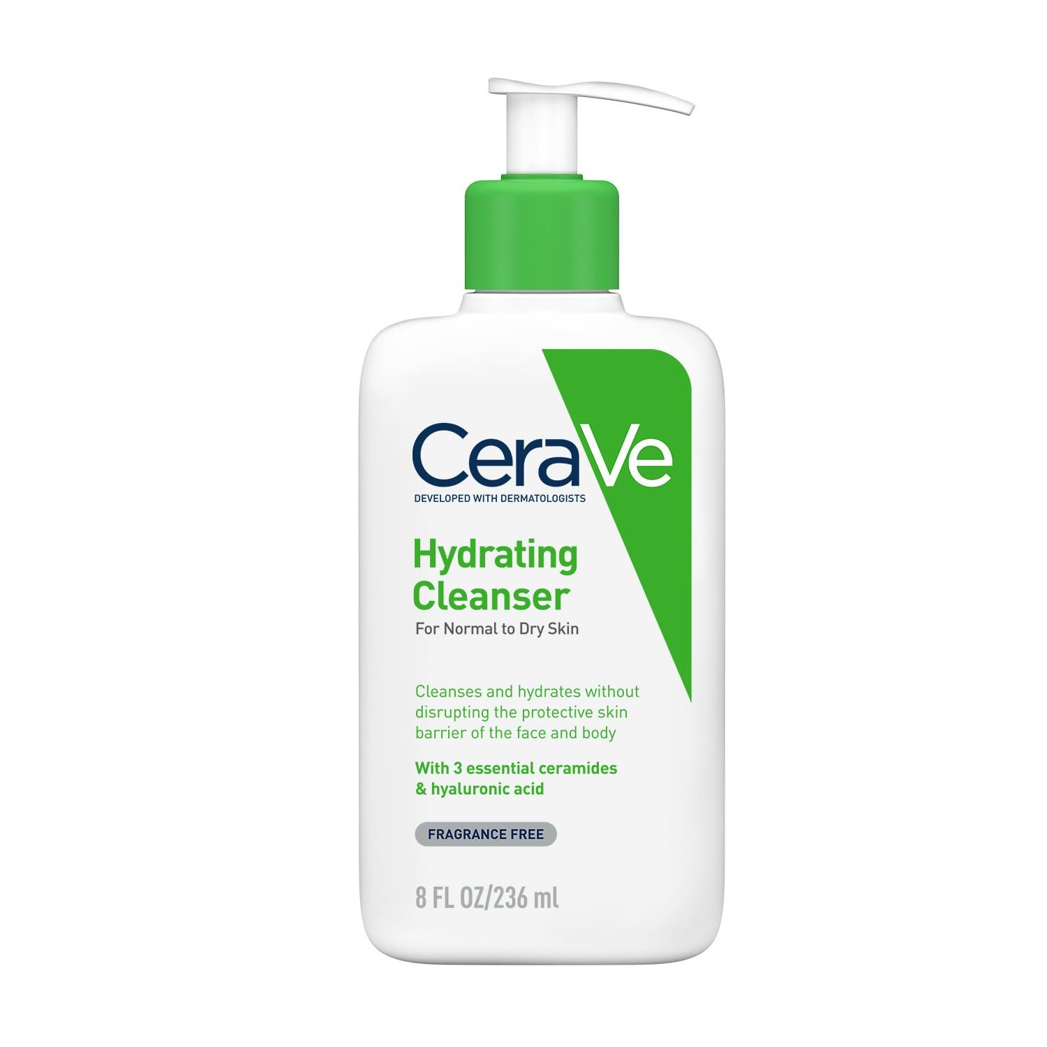 CeraVe Hydrating Cleanser For Normal To Dry Skin (236ml) – Non-Foaming Face Wash with Hyaluronic Acid And Ceramides | Non-Comedogenic, Non-Irritating And Fragrance-Free Cleanser