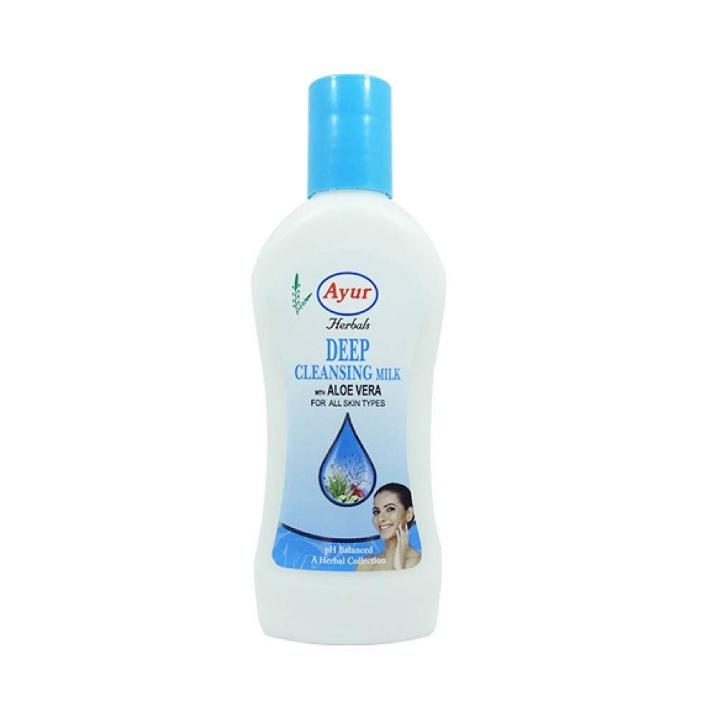 Ayur Herbals Deep Pore Cleansing Milk for All Skin Types – Herbal Face Cleanser with Aloe Vera & Rose, Removes Dirt & Makeup (1000ml)