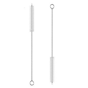 CYHTSHFZ 2 Pack Straw Cleaner Brush, Reusable Stainless Steel Handles, Nylon Bristles, 10.6 Inches Long, 0.47 Inches Wide, for Stanley Mug 40, 30, 20 oz, Sippy Cup, Water Bottle and Tubes, Clear