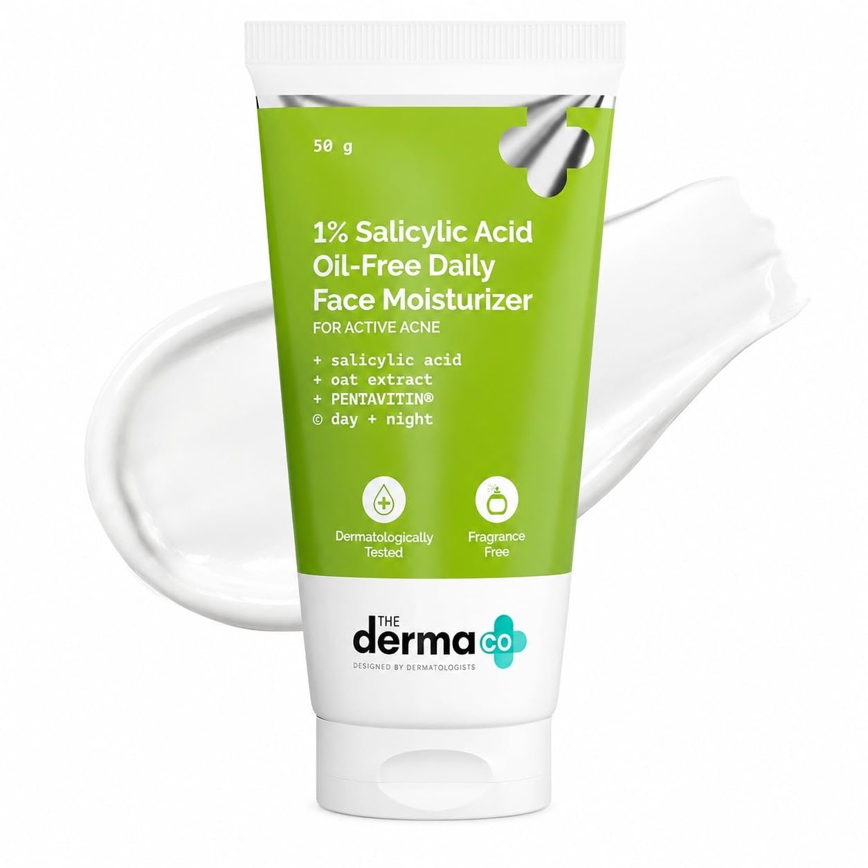 The Derma Co 1% Salicylic Acid Oil-Free Moisturizer For Face with Oat Extract | Fights Active Acne | Deeply Moisturizes | 50 g