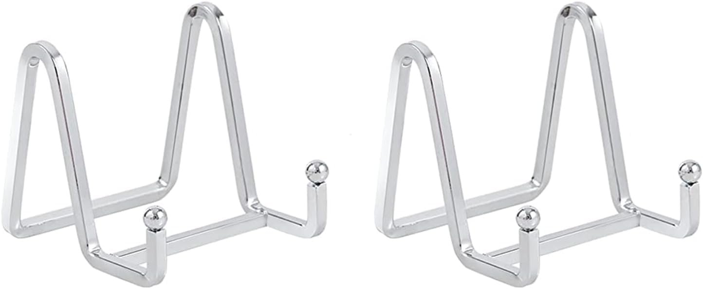 DIDUDIDU Plate Holder Easel Display Stand – Metal Plate Stands for Display – Tabletop Picture Stand – Silver Iron Easels for Display Pictures | Photo Frames | Book | Decorative Plates | Plaque