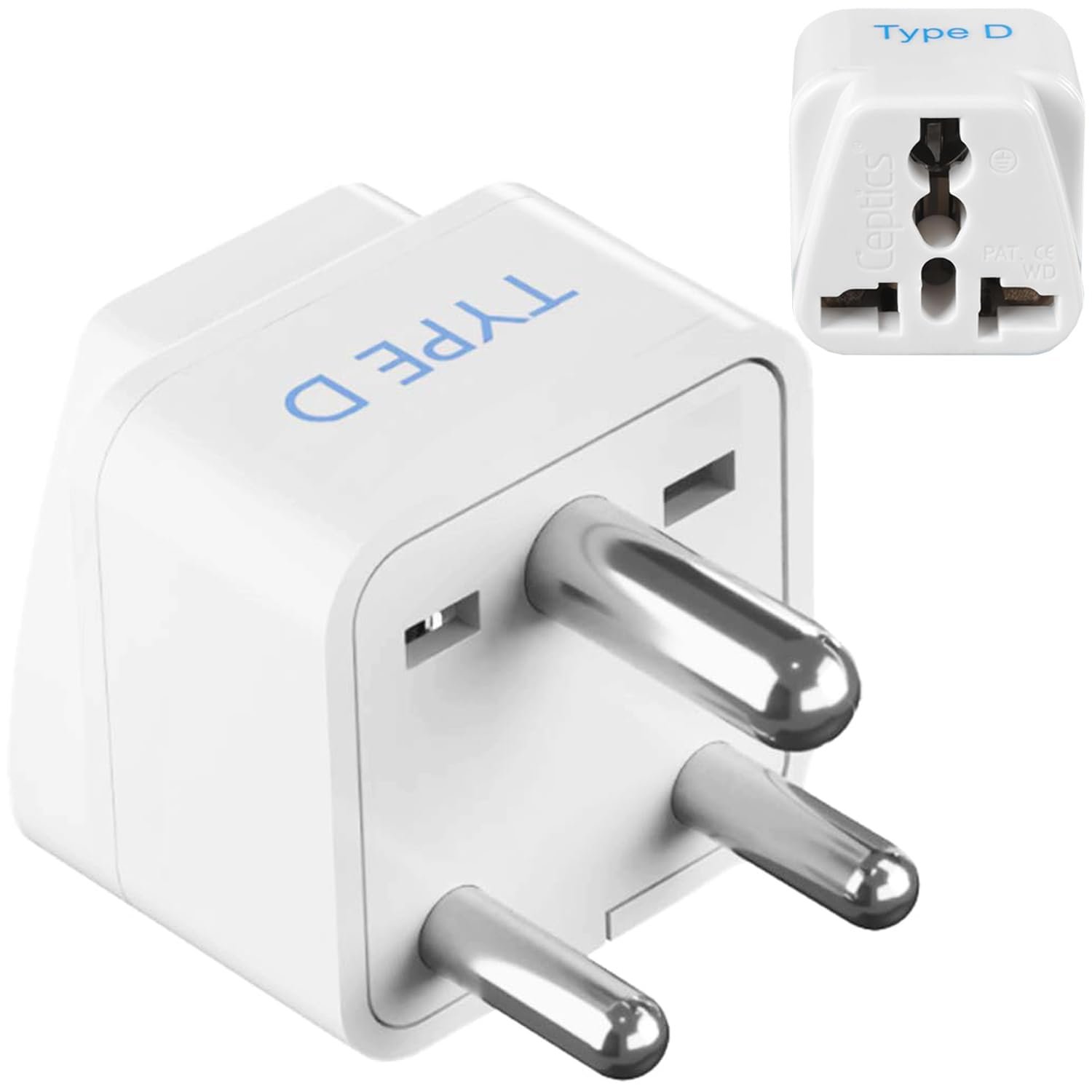 Ceptics (USA, UK, China & More) to India (Type D) Travel Adapter Plug – CE Certified – RoHS Compliant (GP-10)