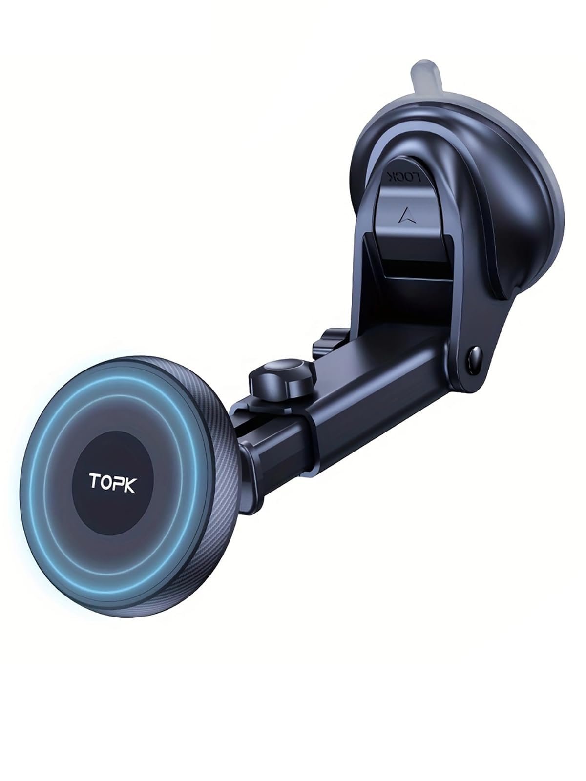 TOPK Magnetic Car Phone Holder, Magnetic Phone Car Mount for Windshield and Dashboard, Strong Suction Adjustable Long Arm with Strongest Magnet, Car Cradle for iPhone 15/14/13/12 Series (Black)