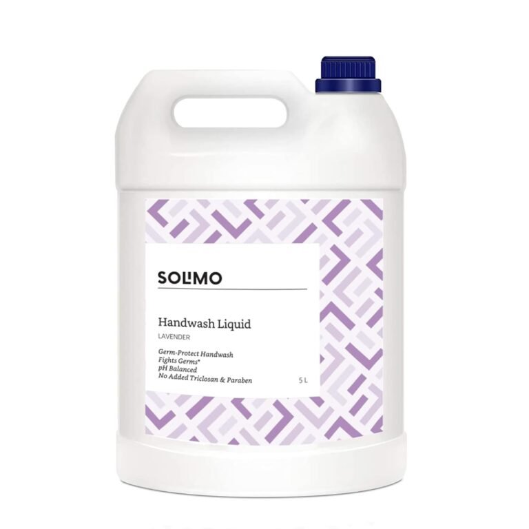 Amazon Brand – Solimo Liquid Handwash, Refill Can | Lavender | 5 Litre | Fights Germs | Ph-Balanced Formula | No Added Triclosan & Parabens