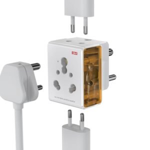 GM 3050 16 Amp 3 Pin Multi Plug Travel Adaptor – Universal Power Adapter Suitable for Class I & II Electrical Appliances, White
