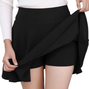 Mehrang Spandex Women’s Classic Stretchy All Time Trendy Skater Skirt with Attached Inner Shorts and Flared Inskirt
