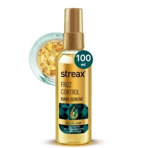 Streax Frizz Control Hair Serum for Dry Frizzy Hair- 100 ml, 72hrs Frizz Free Hair, For Women & Men, With Bio – Elixir, 84% Frizz Reduction & 11X smoothness