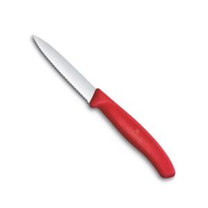 Victorinox Swiss Made, Stainless Steel Swiss Classic Paring Knife, 8 cm, Wavy Edge with Pointed Tip, Professional and Household Use, Kitchen Tools & Items, Red, 6.7631.C1 | Multipurpose Knife