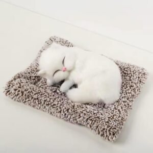 SUPER TOY Cute Sleeping Cat Plush Toy with Meow Sound, Gift for Kids Car Dashboard Accessories