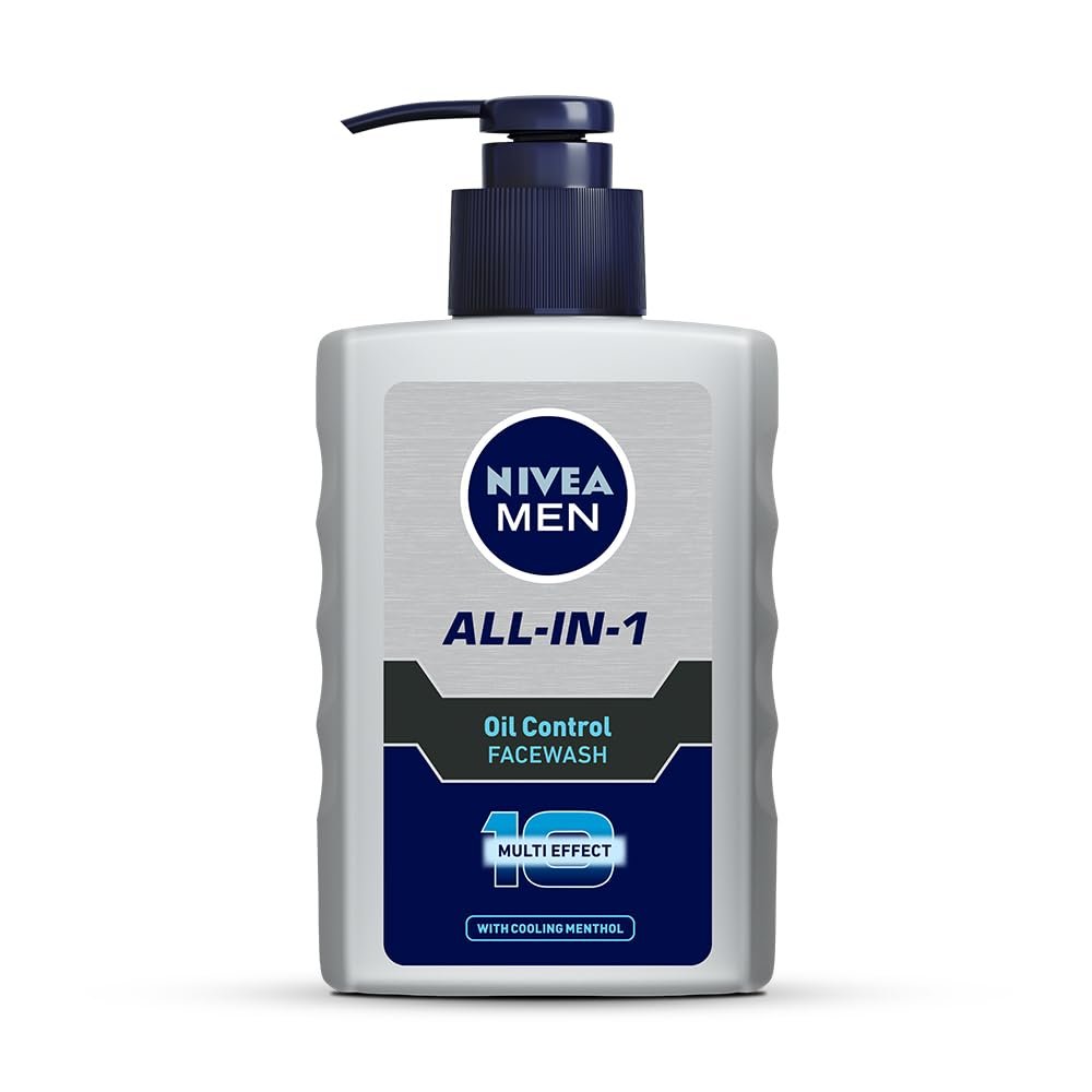 NIVEA MEN All in 1 Charcoal Face Wash | Natural Charcoal, Gluta, AHA & Vitamin C | Helps Reduce the Appearance of Tan | Removes Excess Oil and Minimizes Pores | For Bright Radiant Skin | 150g