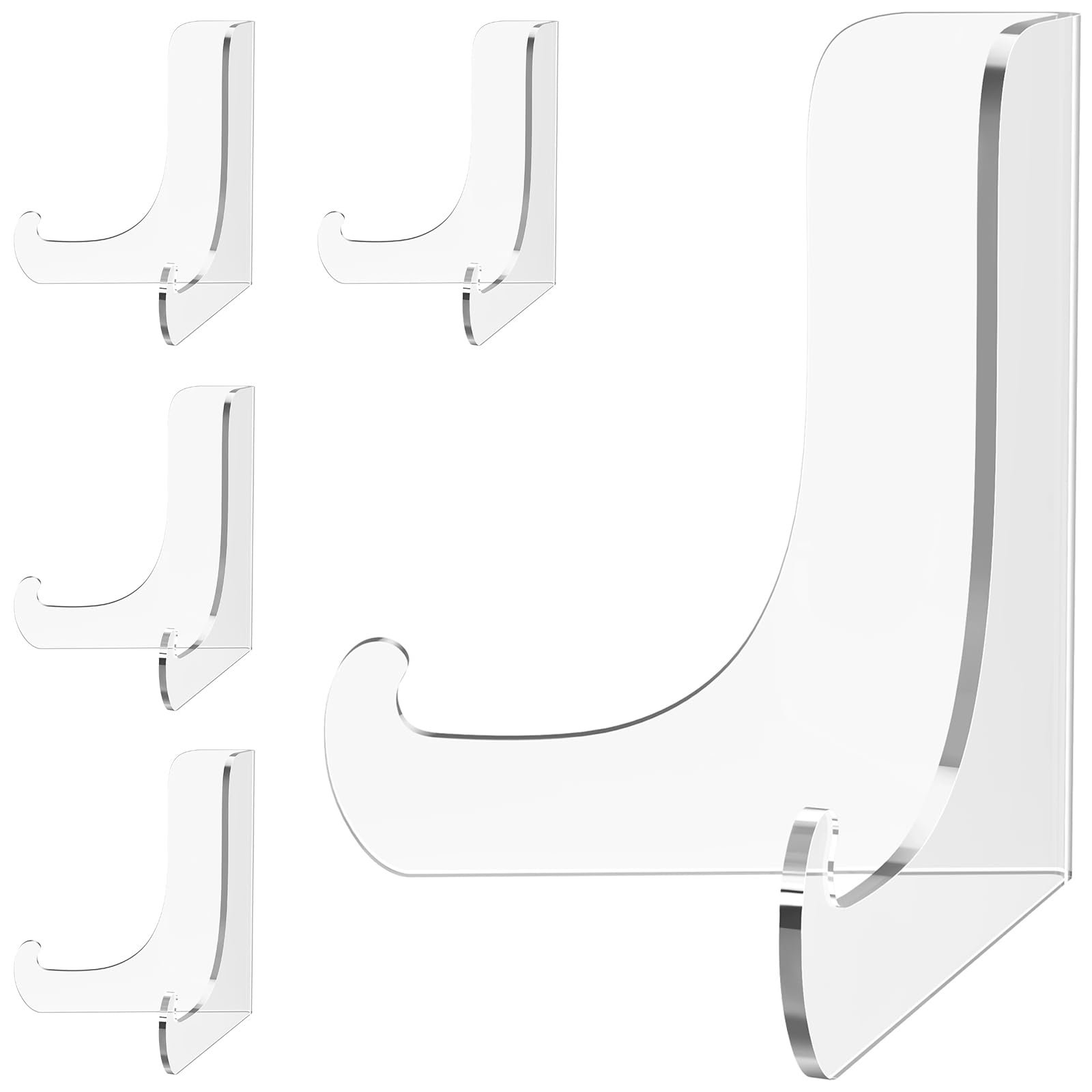 Dooiclear 5 Pack Acrylic Display Stand, Plate Stand for Display, Clear Easel Stand, Display Holder for Card, Frame, Picture, Magazine, Book, CD, Phone (Small/ 3 Inch)