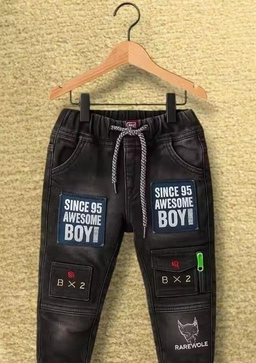 Baby Boy Stylish Solid Denim Jeans – Durable and Comfortable