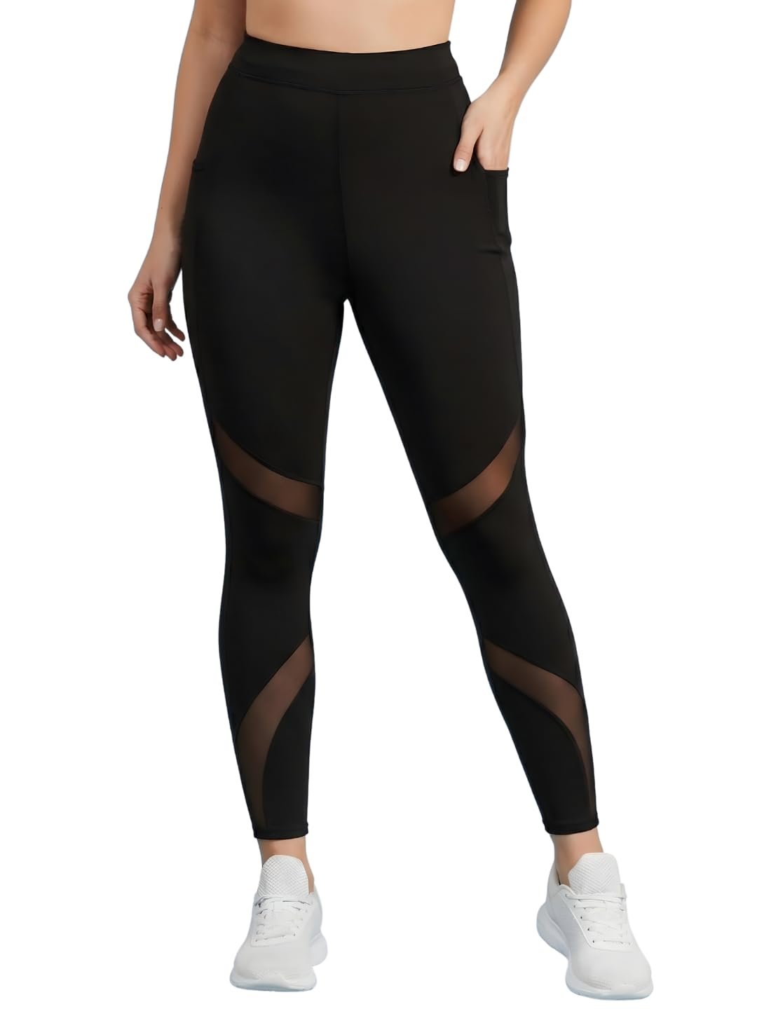 BLINKIN Stretchable Gym Pants for Women Workout : The Ultimate Yoga Pants | Workout Lowers | Gym Track Pants for Woman with Mesh Insert & Side Pockets (2670)