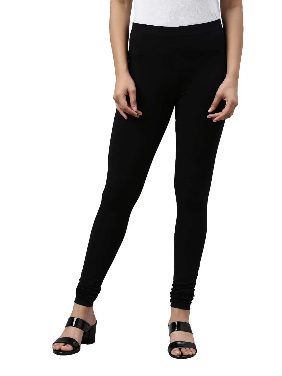 GO COLORS Soft Cotton Stretch Churidar for Women | Breathable, Mid Rise, Full Length