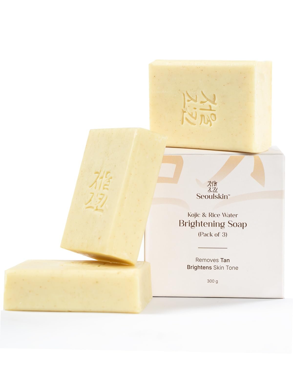 Seoulskin Kojic & Rice Water Brightening Soap | For Pigmentation, Dark Spots, Sun Damage | Glowing & Brightening Soaps for bath | Tan Removal Soap Bar for men and women | Brightens Underarms | Paraben Free | All Skin Types |100g (Pack of 3)