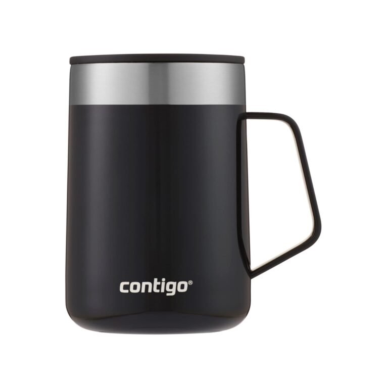 Contigo Streeterville Desk Mug, 420 ML – Insulated Stainless Steel Mug with Stainless Steel Handle, Keeps Coffee & Tea Hot up to 5 Hours, Coffee Mug for Office & Home (Licorice)