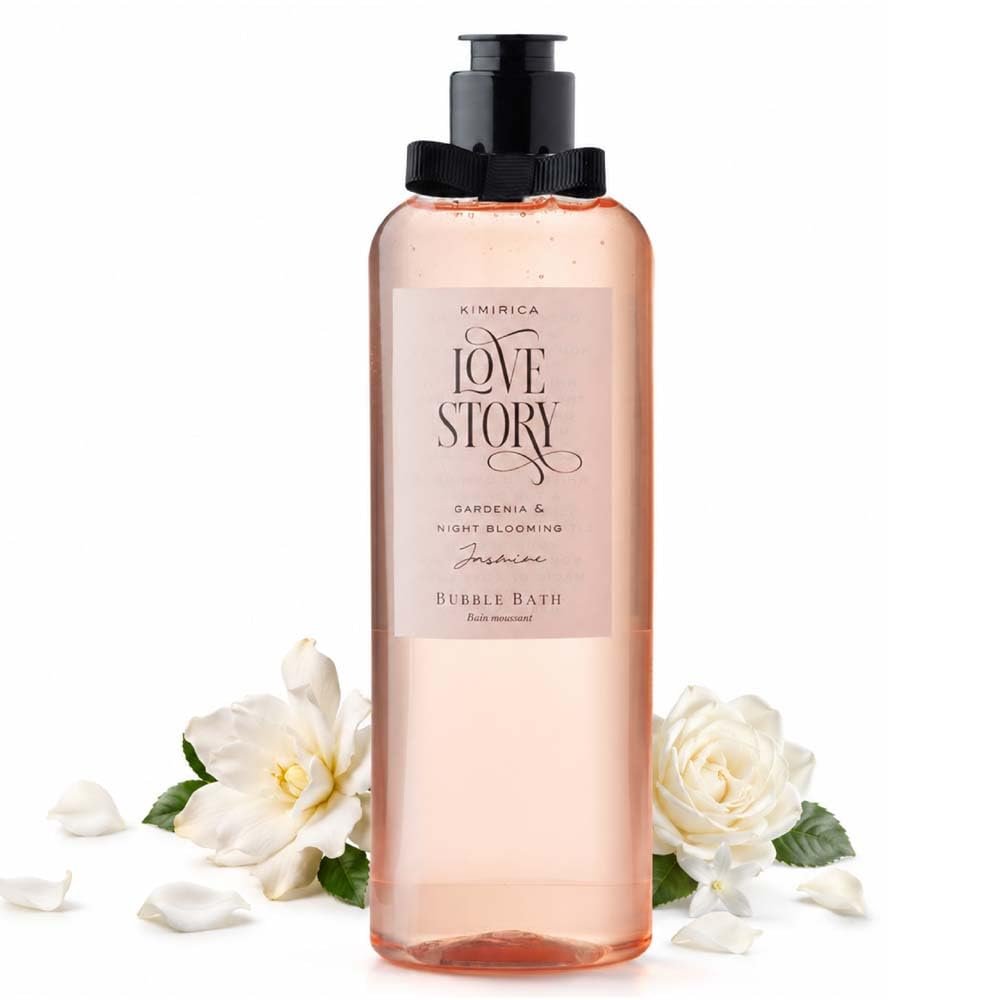 Kimirica Love Story Bubble Bath Bottle, 100% Vegan and Paraben Free with Goodness of Ginkgo Biloba & White Tea Extracts, Pro-Vitamin B5, Aloe Vera & Vitamin E, 290 ml