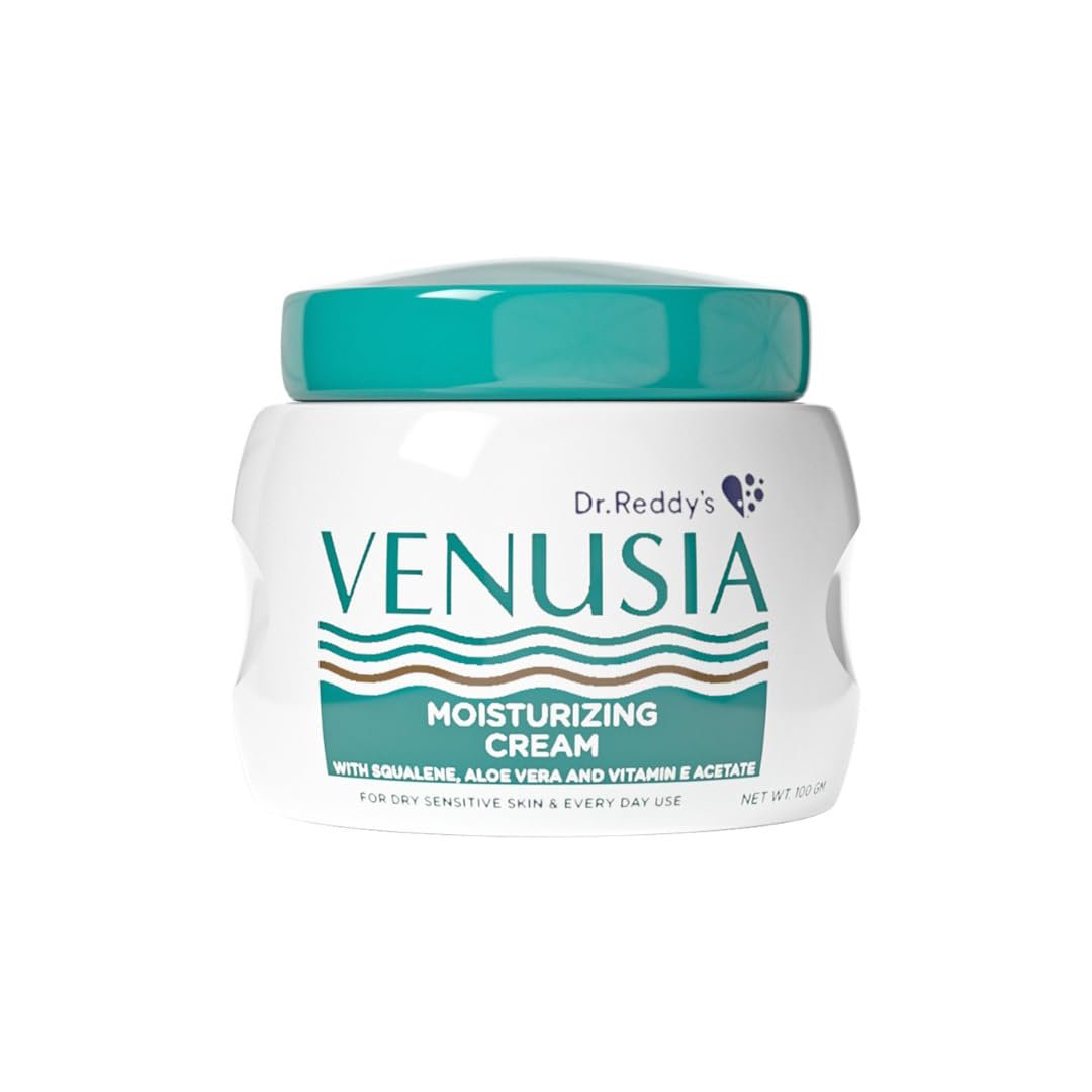 Venusia Moisturizing Cream by Dr. Reddy’s I Body & face cream for dry to very dry skin IWith Aloe Vera, Vitamin E and Squalene I Upto 24 hrs hydration I Non comedogenic, Non greasy I 100g