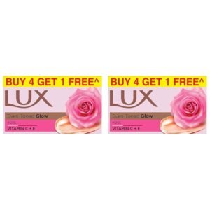 LUX Even Toned Glow|Buy 4 Get 1 Offer|Rose & Vitamin E Bathing Soap|For Glowing Skin| Beauty Soaps|150 g (Pack of 2)