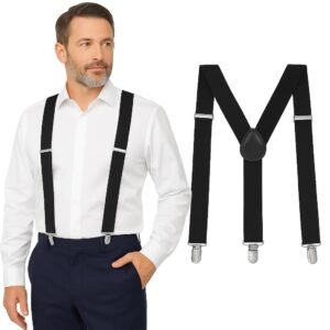 Suspenders for Men, Men’s Suspenders, Suspenders Women – Adjustable Size Elastic 1 inch Wide Y Shape Costume Suspenders