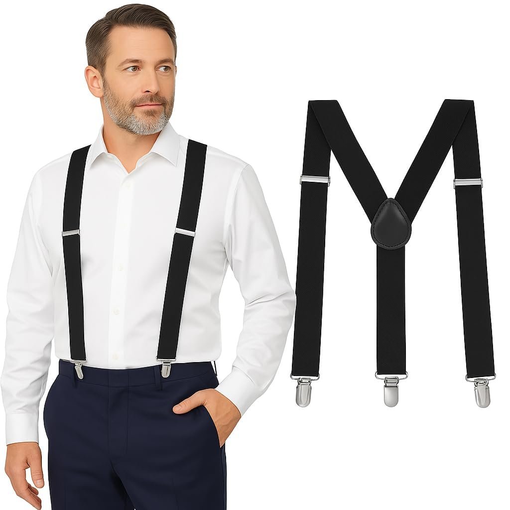 Suspenders for Men, Men’s Suspenders, Suspenders Women – Adjustable Size Elastic 1 inch Wide Y Shape Costume Suspenders