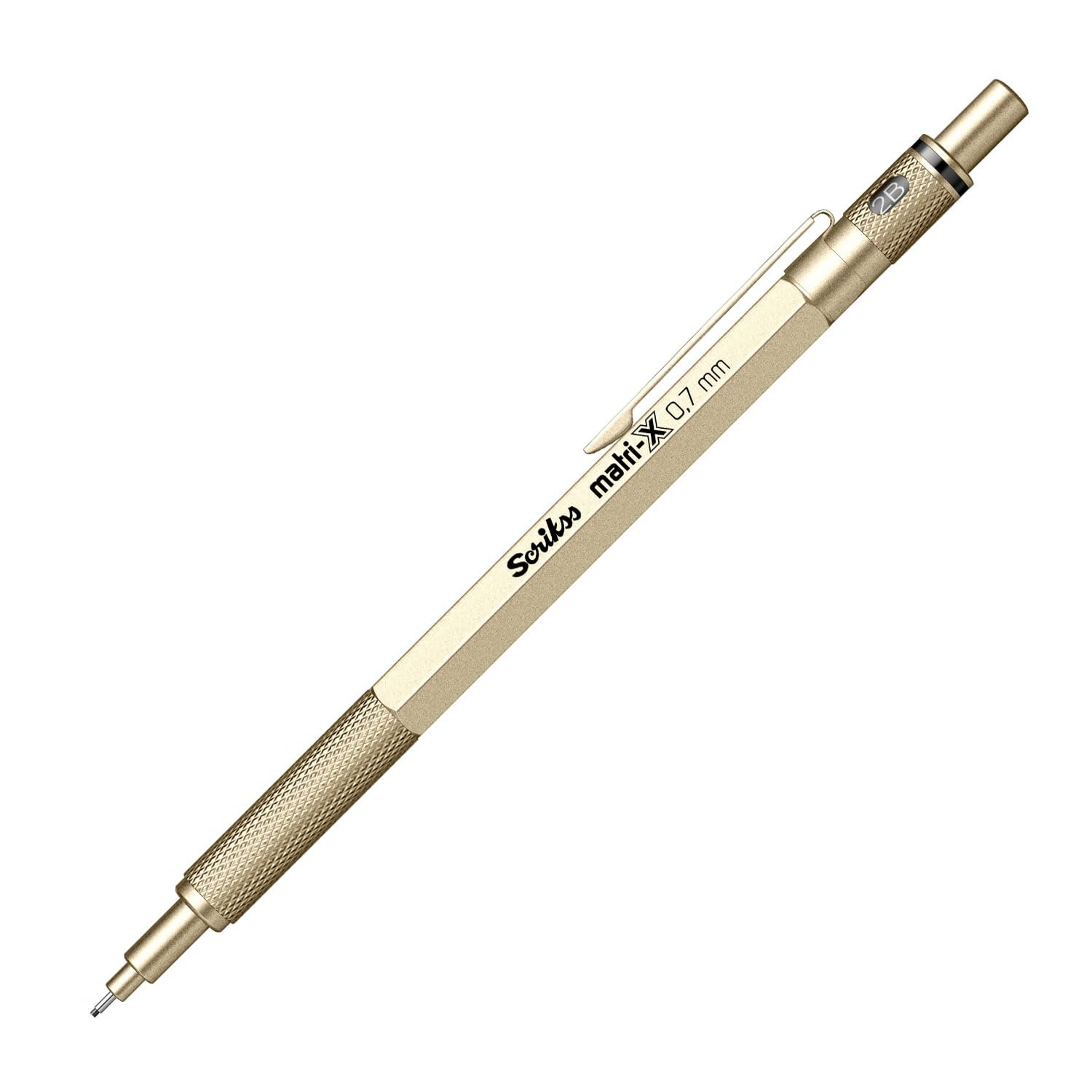 Scrikss 0.7mm Mechanical Clutch Lead Pen Pencil Metallic Gold Body Matri-X Series Eraser Included