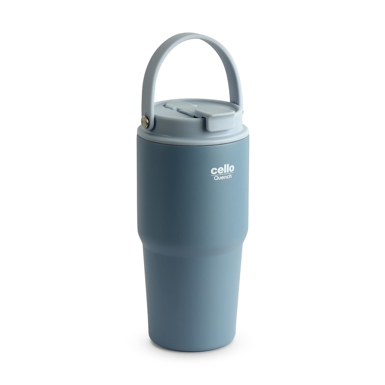 CELLO Quench Go 600 Insulated Stainless Steel Sipper Tumbler with Straw for Daily Use & Travel 600 ml Grey | Double Wall Vacuum Insulated Hot & Cold Leakproof Stainless Steel Mug Tumbler for Office