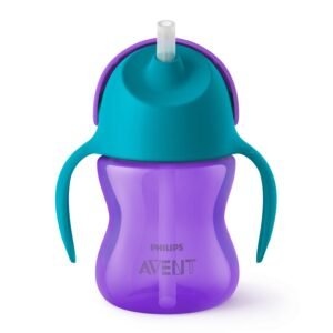 Philips Avent Sipper Bottle for Kids | No.1 Brand Recommended by Moms Worldwide | Leak Proof Design | Easy Grip with Silicone Handle | 9m+ | 200ml | Packof1 |(Blue/Purple)|SCF796/00