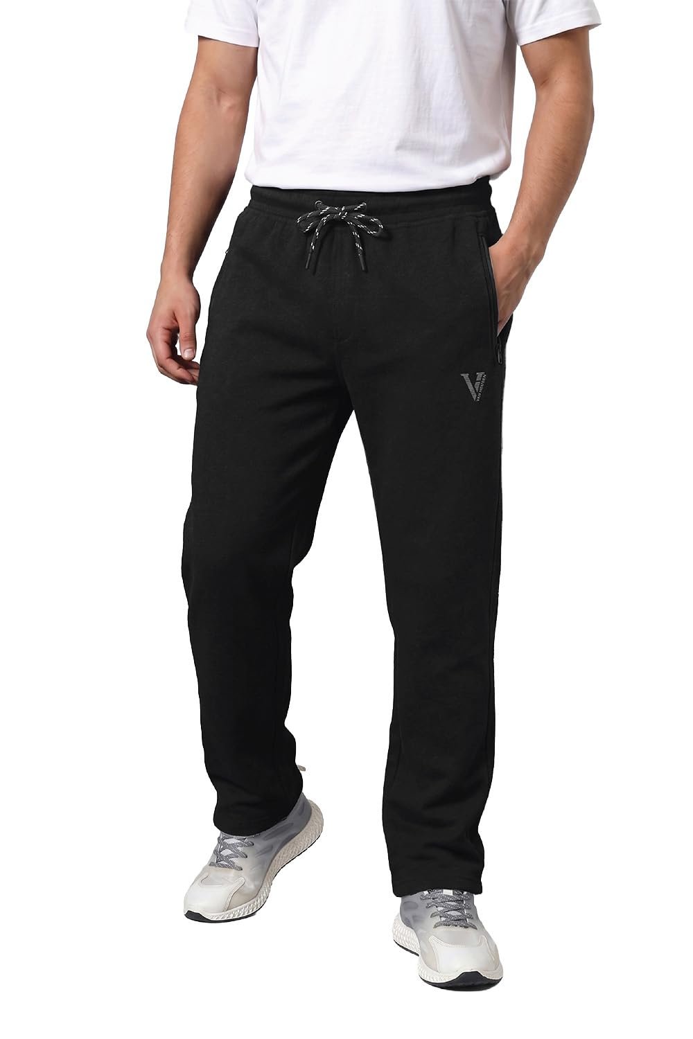Van Heusen Men’s Track Pant | Side Zipper Pockets |Mid-Rise| Comfort Fit | Cotton Blend | Breathable & Casual | Easy Stain Release| Anti-Static Fabric | Activewear | Drawstrings | Style 50052