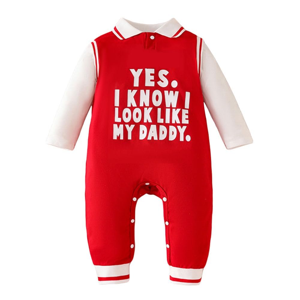 Hopscotch Baby Boys Typography Print Full Sleeves Red Footies & BodySuits