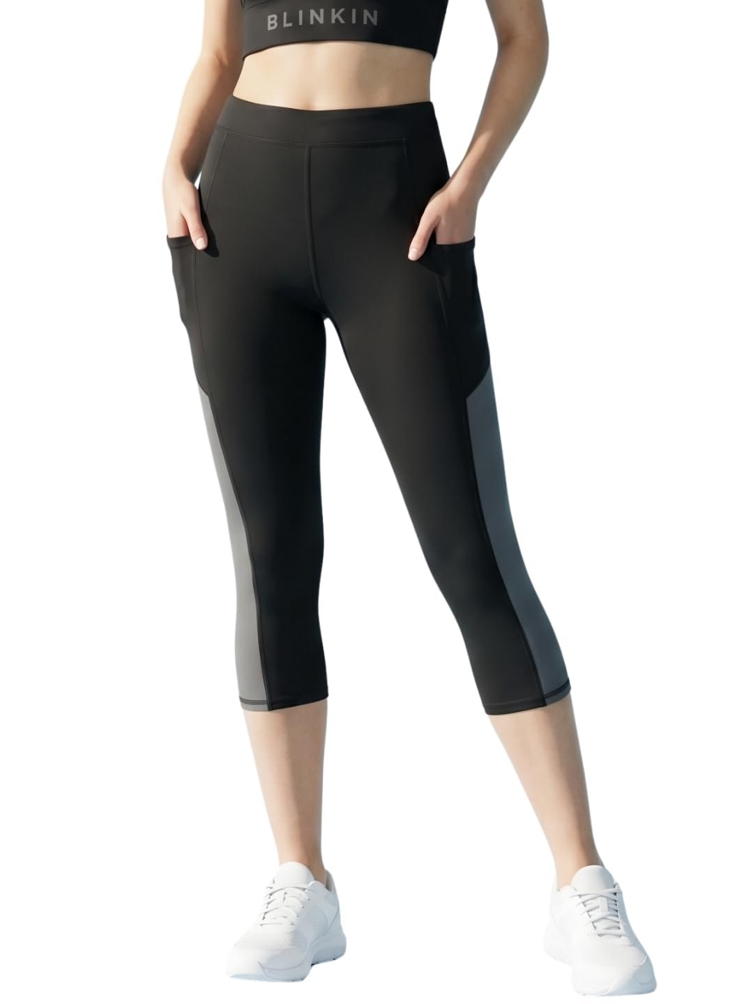 BLINKIN Women’s 3/4 Gym Wear Tights for Women with Side Pockets : Perfect for Active Wear, Yoga & Cardio Workouts – The Ultimate Gym Pants for Woman Workout (Capri-258)