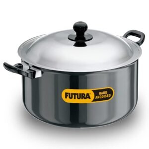 Hawkins Futura Hard Anodised Cook-n-Serve Stewpot with Hard Anodised Lid, Capacity 8.5 Litre, Diameter 28 cm, Thickness 4.06 mm, Black (AST85)