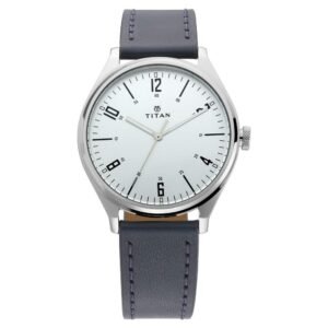 Titan Workwear Urban Edge Quartz Analog Silver Dial Black Leather Watch for Men – 1802SL02