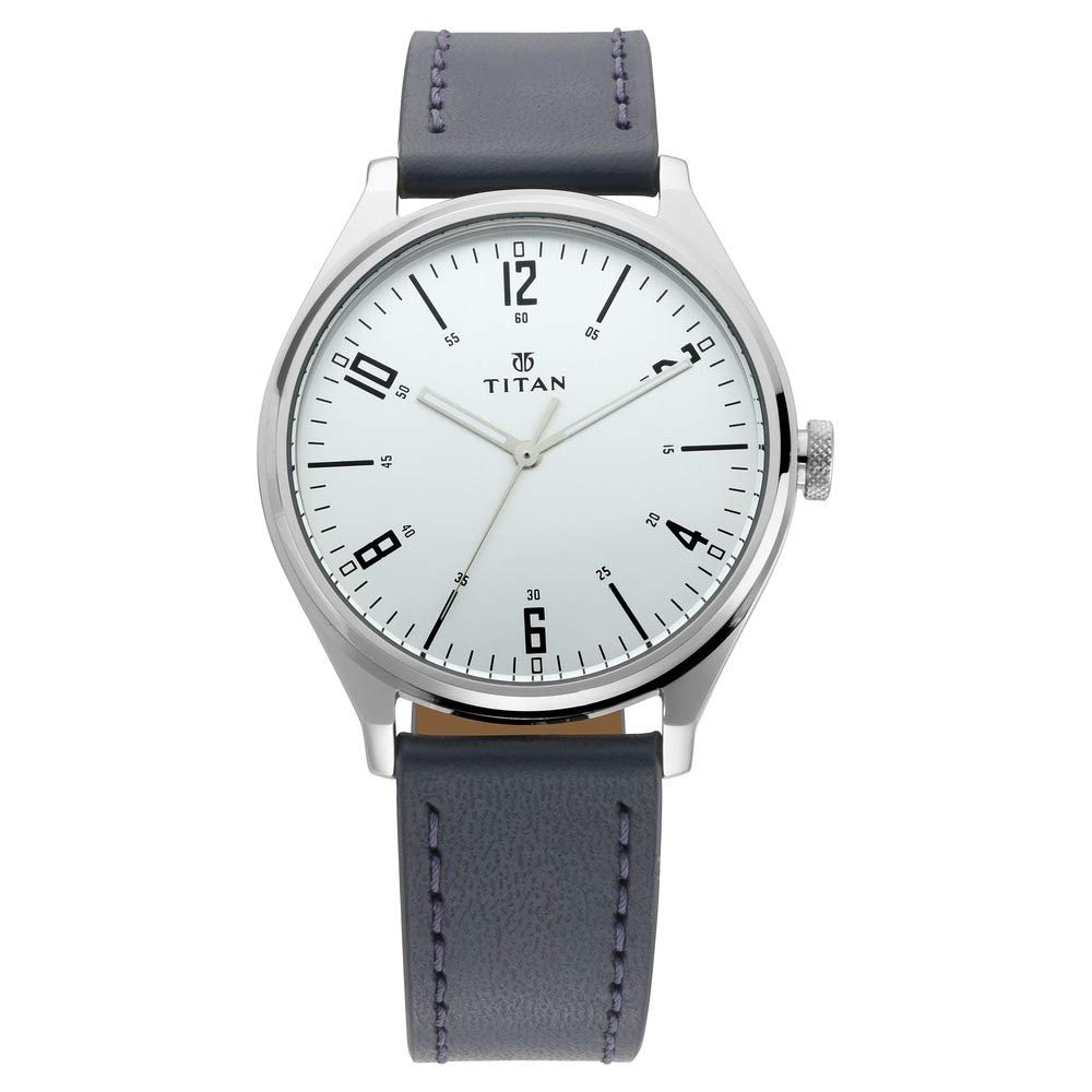 Titan Workwear Urban Edge Quartz Analog Silver Dial Black Leather Watch for Men – 1802SL02