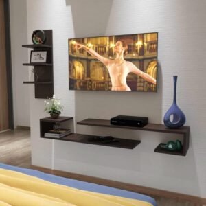 ESTANTERIA Black Stack Engineered Wood TV Entertainment Wall Unit (Standard, Wenge), 20.3 cm, 137.1 cm, 91.9 cm