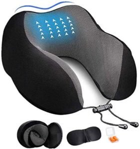 ADOFYS Neck Pillow for Travelling | Memory Foam | Eye Mask & Ear Plugs
