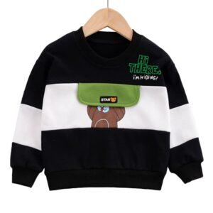 Hopscotch Baby Boys 100% Cotton Graphic Print Full-Sleeve Sweatshirt in Black Color